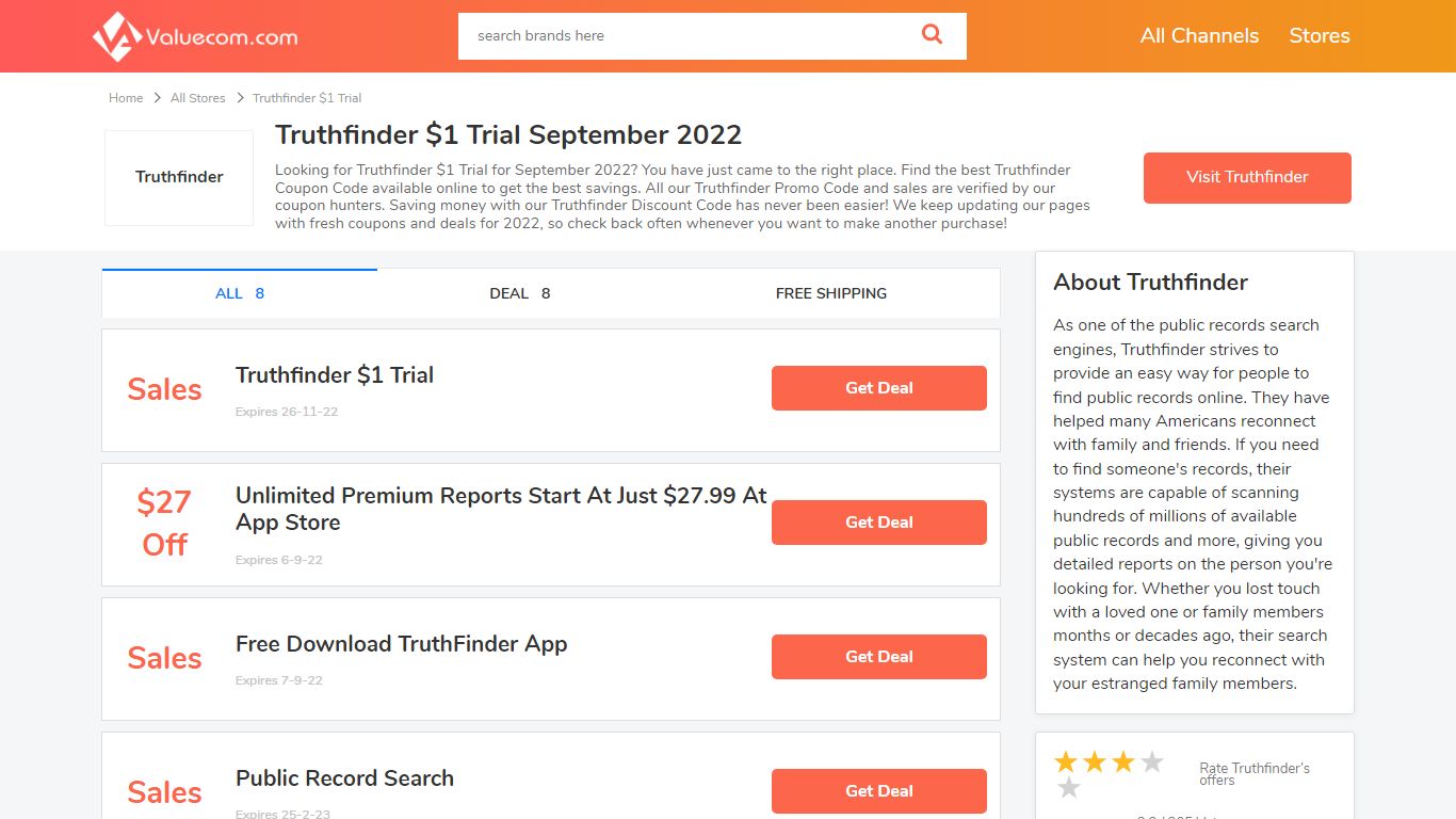 Truthfinder $1 Trial || 15% OFF Discount Coupons August 2022